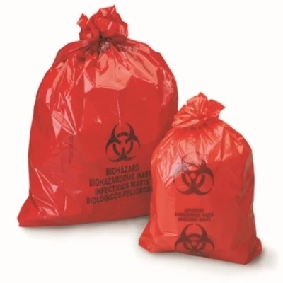 أكياس التخلص من النفايات الطبية الخطرة LDPE / HDPE الحمراء