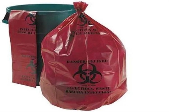 أكياس PE Biohazard قابلة للتعقيم بالبخار لنفايات المستشفيات